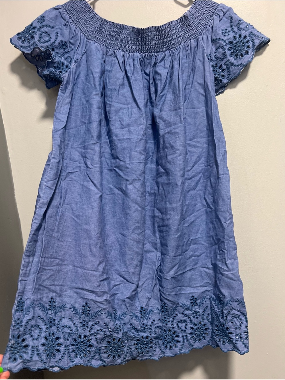 Old Navy Light Blue Off-Shoulder Eyelet Mini Dress size L - Picture 5 of 10